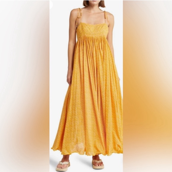 Free People Emmaline Floral Dress in yellow. - Picture 12 of 12